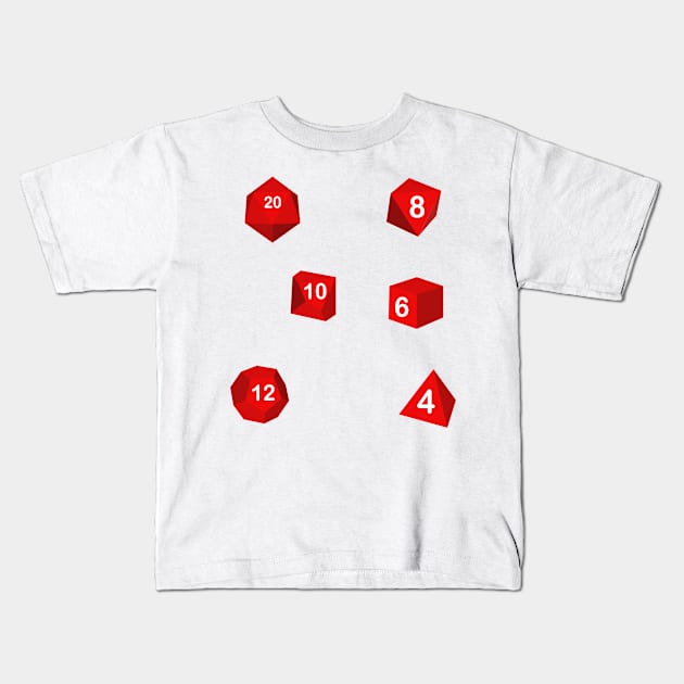 D20, D10, D12, D6,  D4 Dungeons and Dragon Dice Kids T-Shirt by MidnightSky07